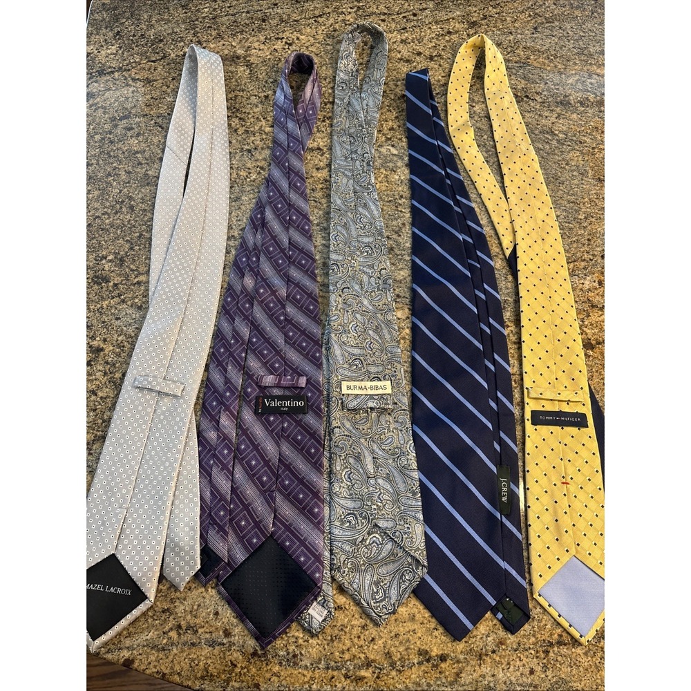 Bundle‎ of 5 Men's Assorted Brand Classic Silk Neck Ties Burma Bibas J Crew
